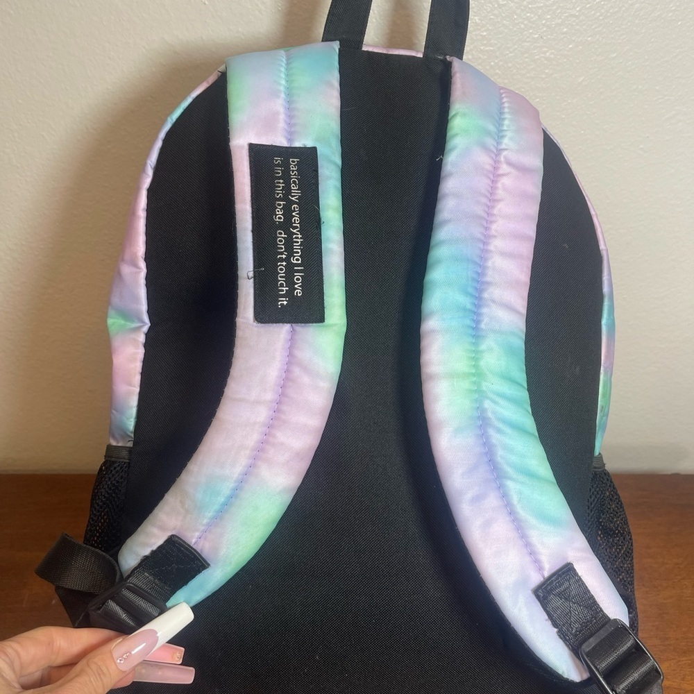 Justice Tie Dye Iridescent Holographic G Backpack Bookbag School Bag - Picture 7 of 14